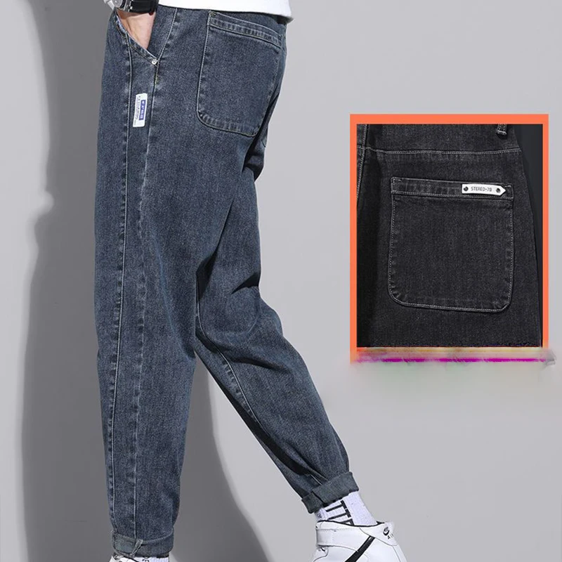 Spring Autumn Y2K Korean Vintage Harajuku Jeans Men Male Clothes Loose Casual Trousers Stretch Leggings Trend All Match Pants