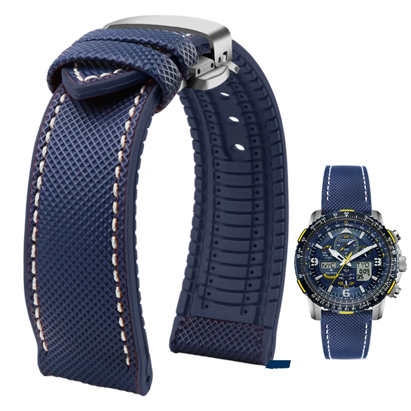 Premium Nylon-Silicone Waterproof Watch Strap for Men - 19mm, 20mm, 22mm Rubber Wrist Band Accessories