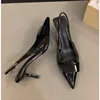 New Womens Leather Slippers High Heels Shoes Party Pumps Woman Summer Sandals Women High Heel Slingback Sandal Shoe 1