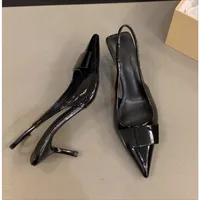New Womens Leather Slippers High Heels Shoes Party Pumps Woman Summer Sandals Women High Heel Slingback Sandal Shoe 1
