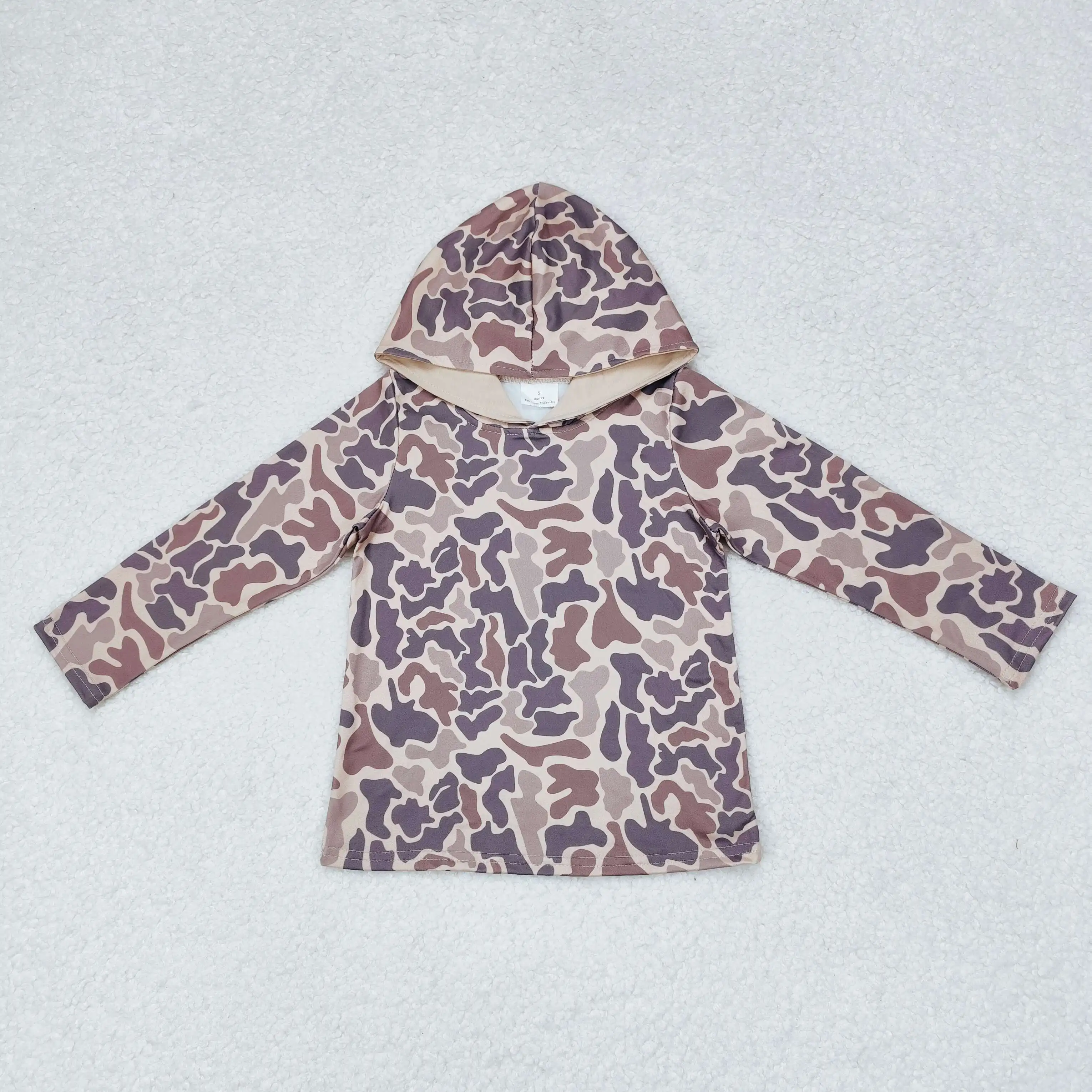BT0922 baby boy clothes Camouflage gray blue hooded long sleeve top Summer Boutique kids clothes girl top