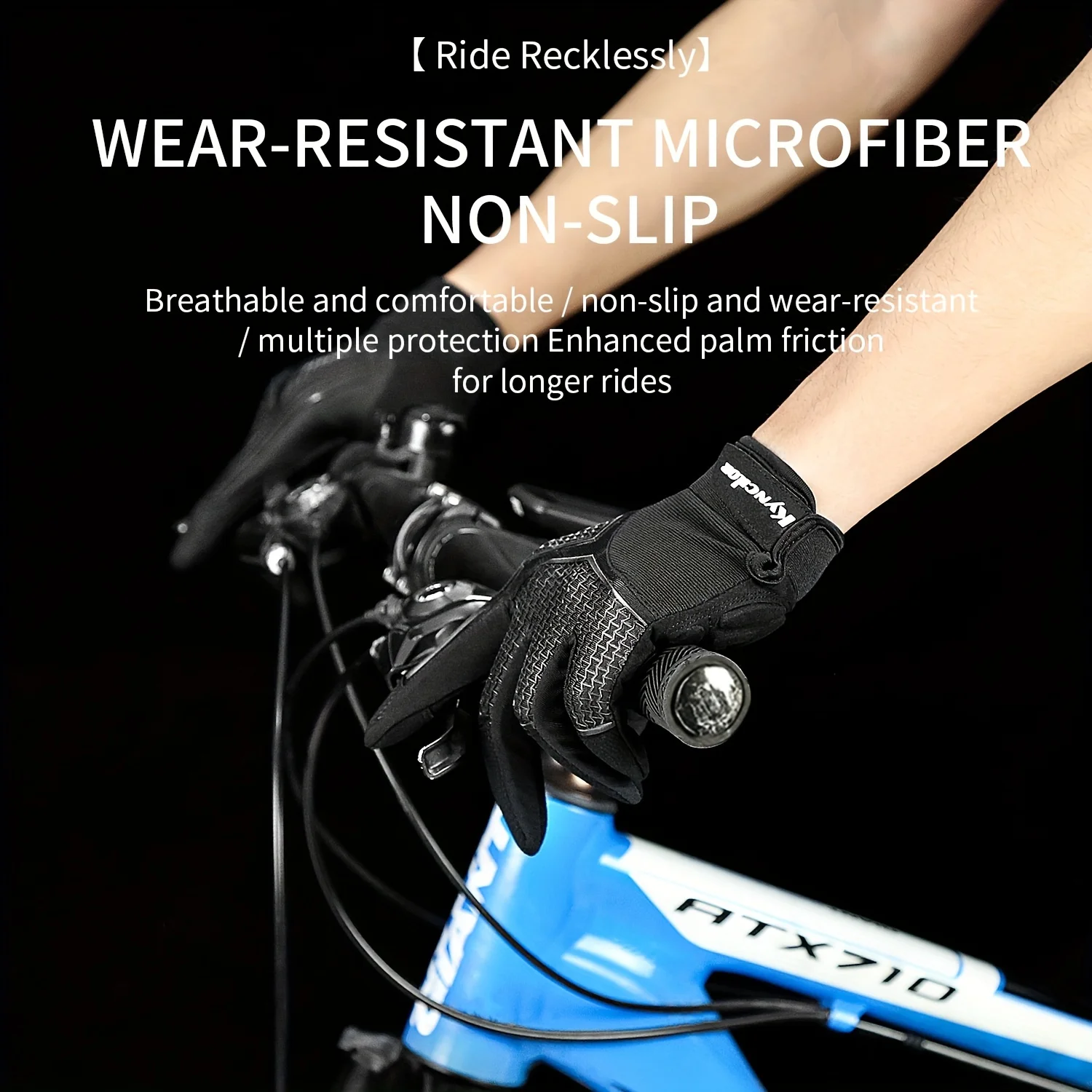 Sports Outdoor Spring and Autumn Bicycle Riding Gloves Long Fingers Ultra Fiber Sunscreen, Wear resistant, Anti slip 2