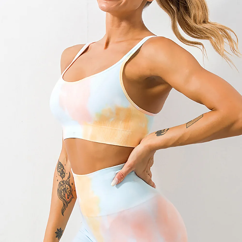 1Pc - Solo Top Naranja - Deportivo Tie Dye