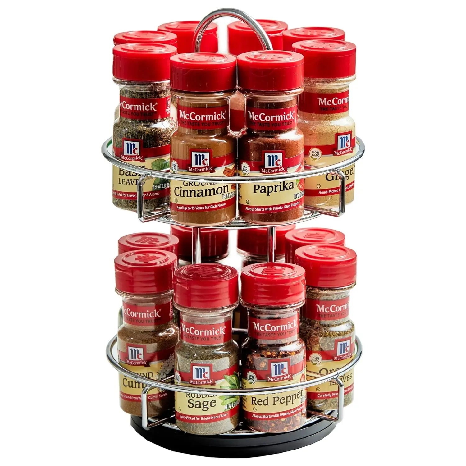 

Two Tier Chrome 16 Piece Spice Organizer with Spices Included, 26.09 oz Sugar shaker Dosificador de aceite cocina Spices jars s