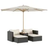 5 Piece Patio Sofa Set with Cushions Black Poly Rattan Acacia,PE Rattan, Powder-coated Steel, Garden Sofa Set 4
