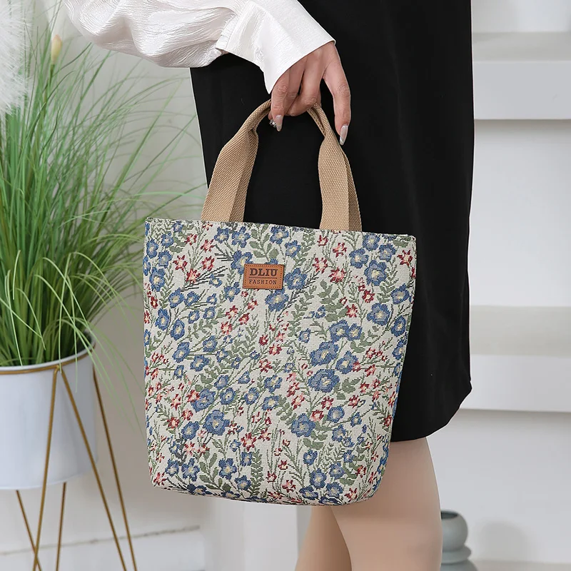 Neuer Stil Gestrickter Jacquard-Stoff Große Kapazität Handtasche, Bucket-Style Tragbare Aufbewahrungstasche, Alltagstasche für Mütter – Detail 15
