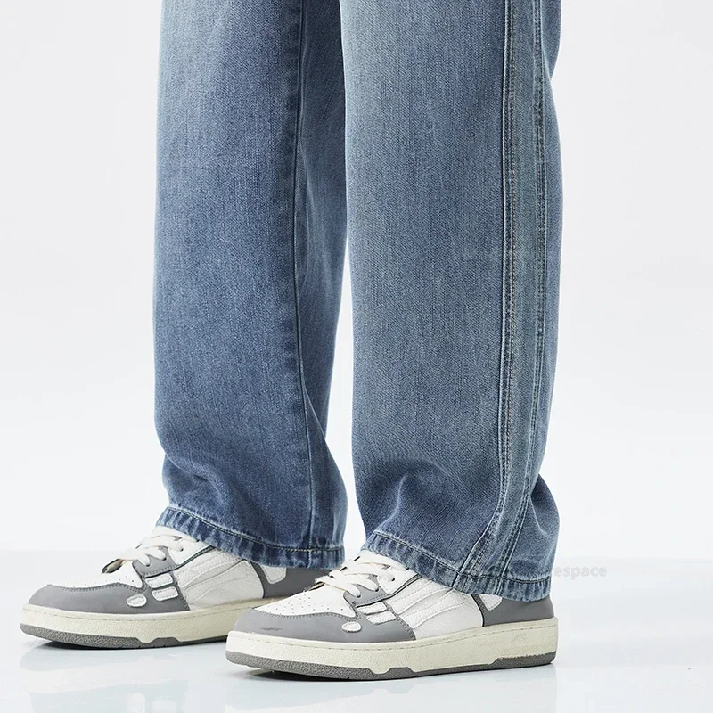 2024 New Soft Lyocell Stretch Jeans Men's Loose Wide Leg Pants Elastic Waist Casual Denim Trousers High Quality Streetwear 6