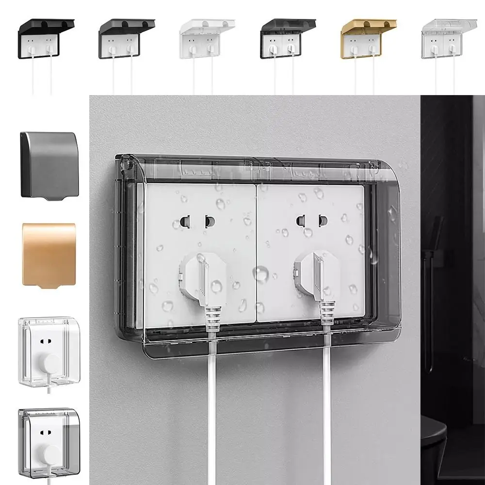 86 Type Switch Protective Cover Self-Adhesive Splash-Proof Socket Protector Waterproof Power Outlet Electric Plug Cover for Home