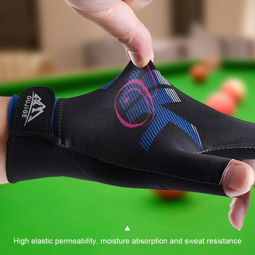 Three Finger Left Hand Billiards Gloves Wear-resistant Lightweight Billiard Training Gloves Breathable Left Hand Snooker Glove