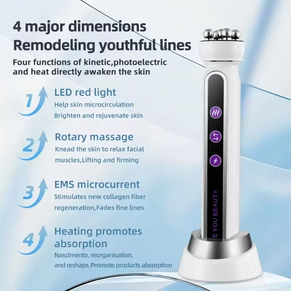 3in1 RF Heating EMS Facial 360° Roller Massager for FIne Lines Lifting Skin Rejuvenation Skin Firm Microcurrent Beauty Machine