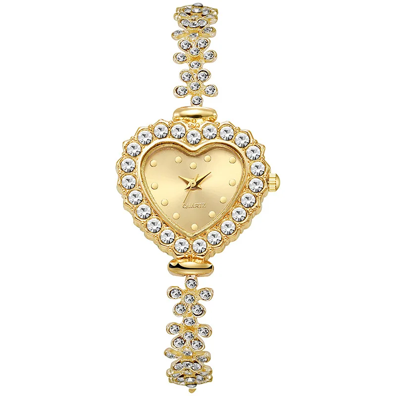 2PCS Set Women Watches Luxury Rhinestone Bracelet Ladies Heart Dial Quartz Wristwatches Dress Clock Montre Femme（Without Box ） 5