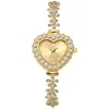 2PCS Set Women Watches Luxury Rhinestone Bracelet Ladies Heart Dial Quartz Wristwatches Dress Clock Montre Femme（Without Box ） 5