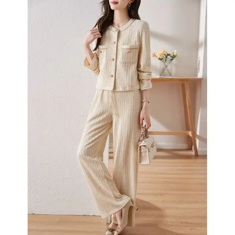 

Xiaoxiangfeng Set Women's 2023 Spring Autumn New Advanced Sense Fashion Age Reducing Solid Color Two Piece Business Suit