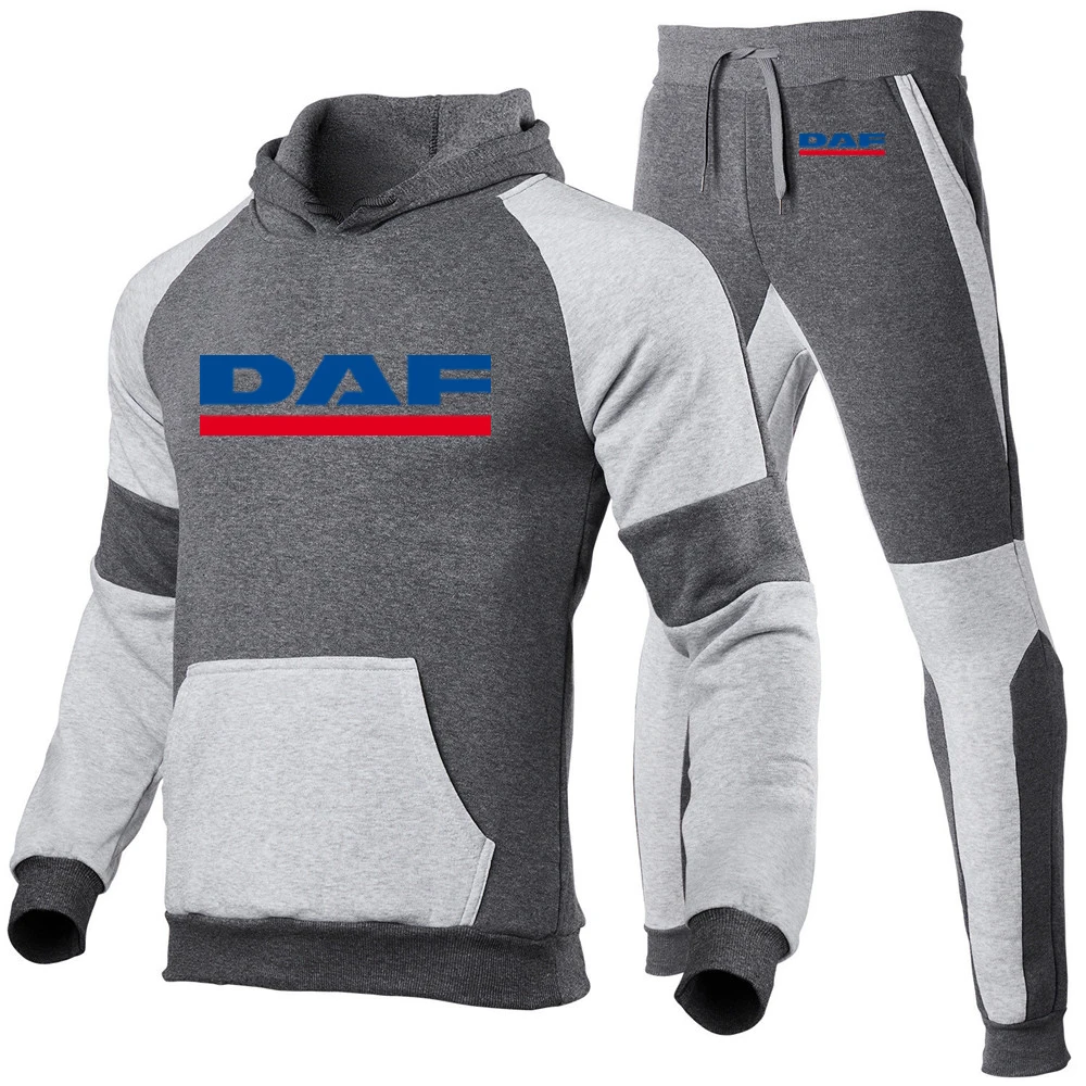 DAF TRUCKS COMPANY TRUCKER Printing Fashion 2023 New Man's Cotton Splicing Tracksuit Leisure Sweatshirts Sweatpants 2-Piece Set