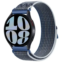 Smart Watch Nylon Loop Bracelet Strap - 20mm/22mm Adjustable Band - 20mm (Storm blue)