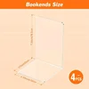 4Pcs Clear Acrylic Bookends L-shaped Desk Organizer Desktop Book Holder School Stationery Office Accessories 6