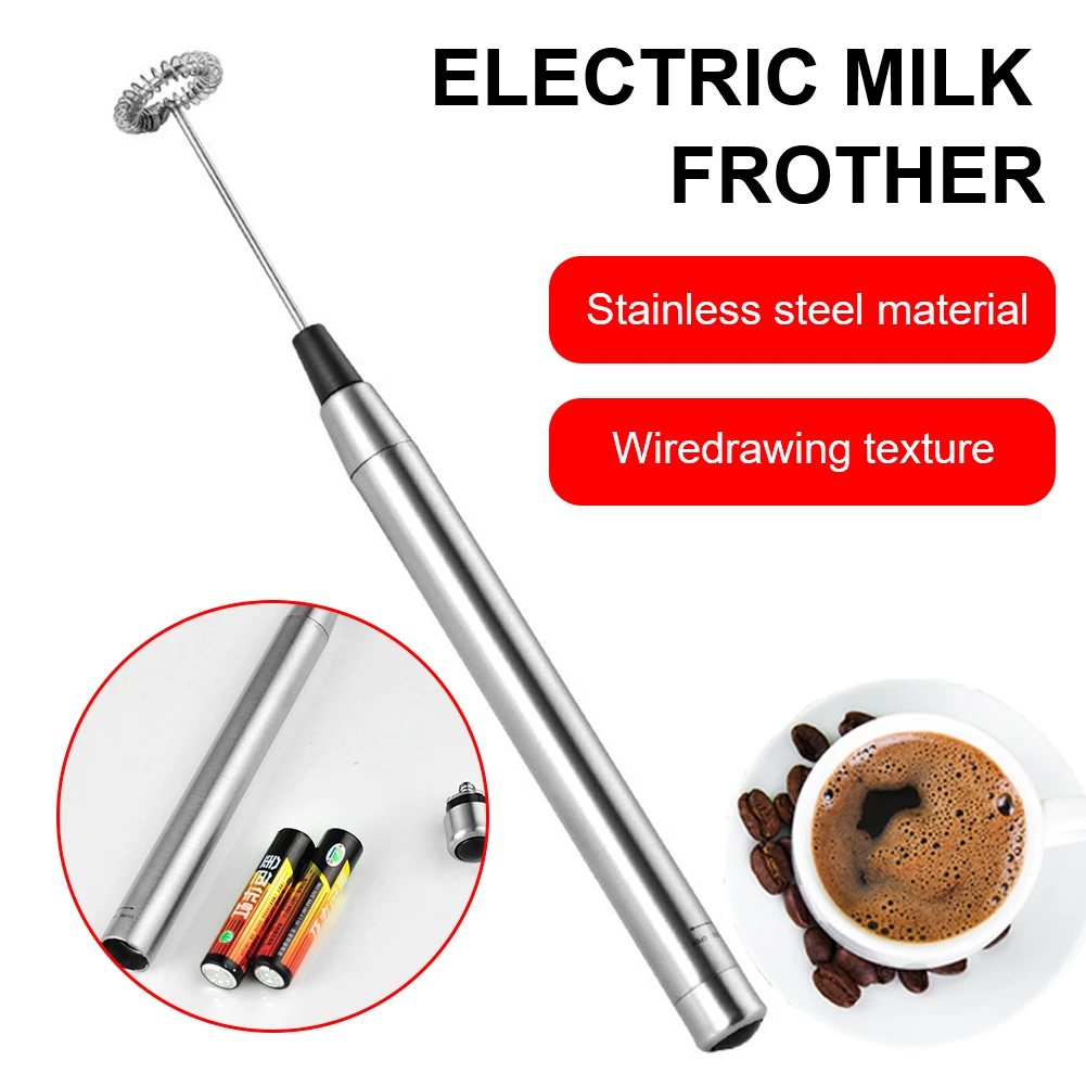 Mini Milk Frother Handheld Electric Foam Maker Battery Operated Stainless Steel Drink Mixer Blender for Cappuccino Hot Chocolate milk frother