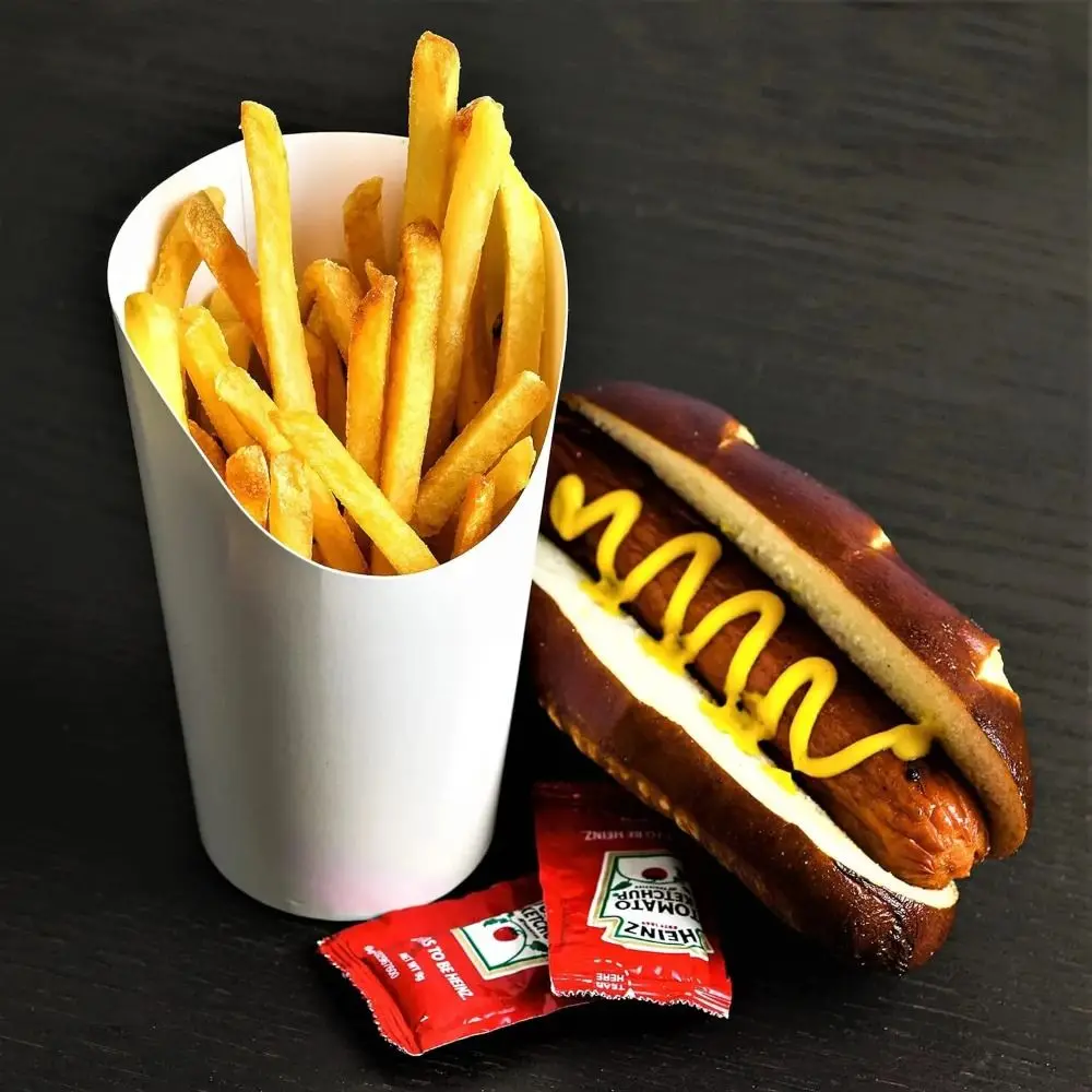 50pcs Disposable Kraft Paper Slant Cup Charcuterie Cups Oil-proof Water Proof Ice Cream Cup Thickened French Fries Sundae