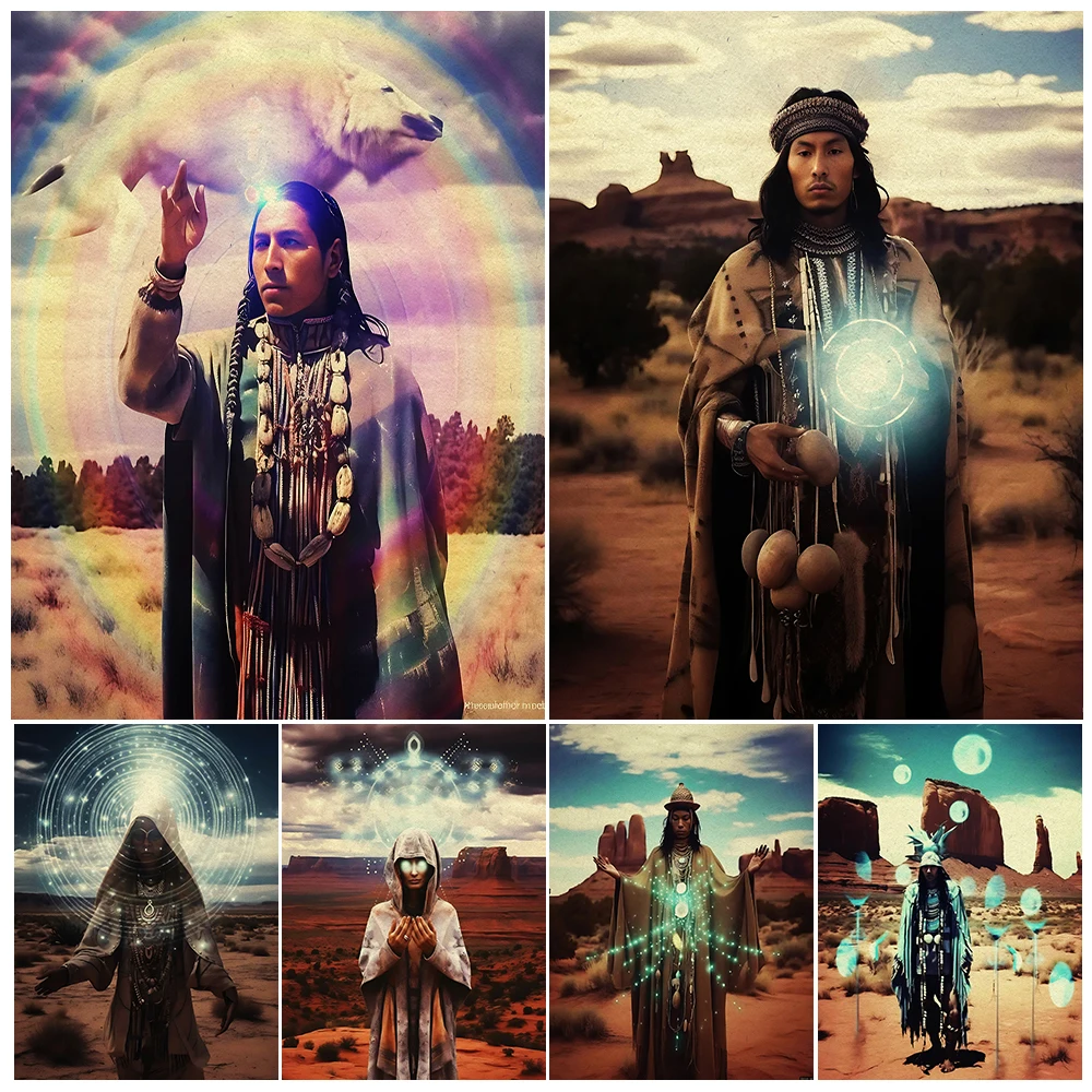 

Shaman Wizard,Prophet,Astrologer,Vintage Wall Art Canvas Painting Mysterious Magic Art Poster And Print Home Decoration Unframed