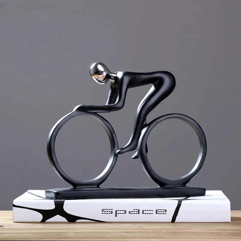 Modern Abstract Resin Bicycler Ciclista Statua Bicycle Rider Statue Bike Racer Rider Figurine Office Living Room Decor