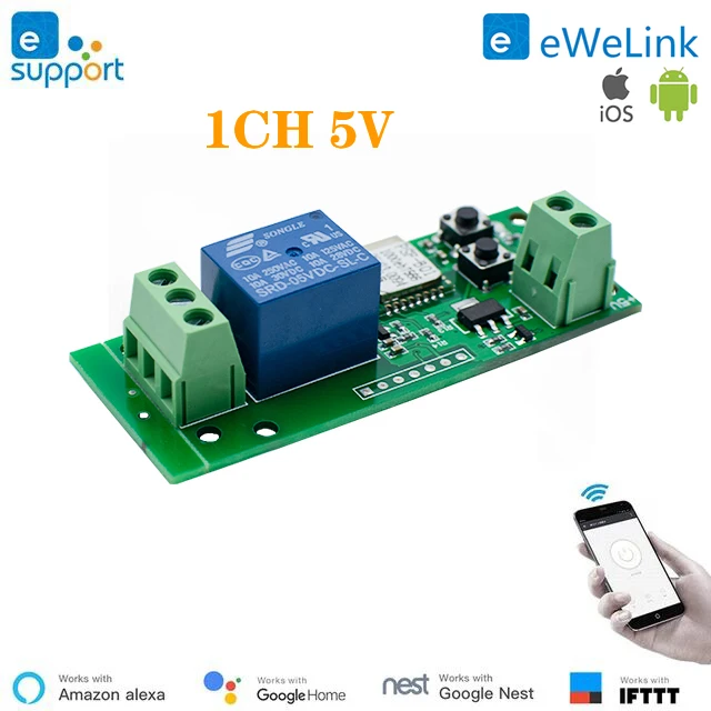 

USB DC5V Ewelink Smart Wifi Switch Universal Relay Module 1CH Wireless Switch Timer Phone Control