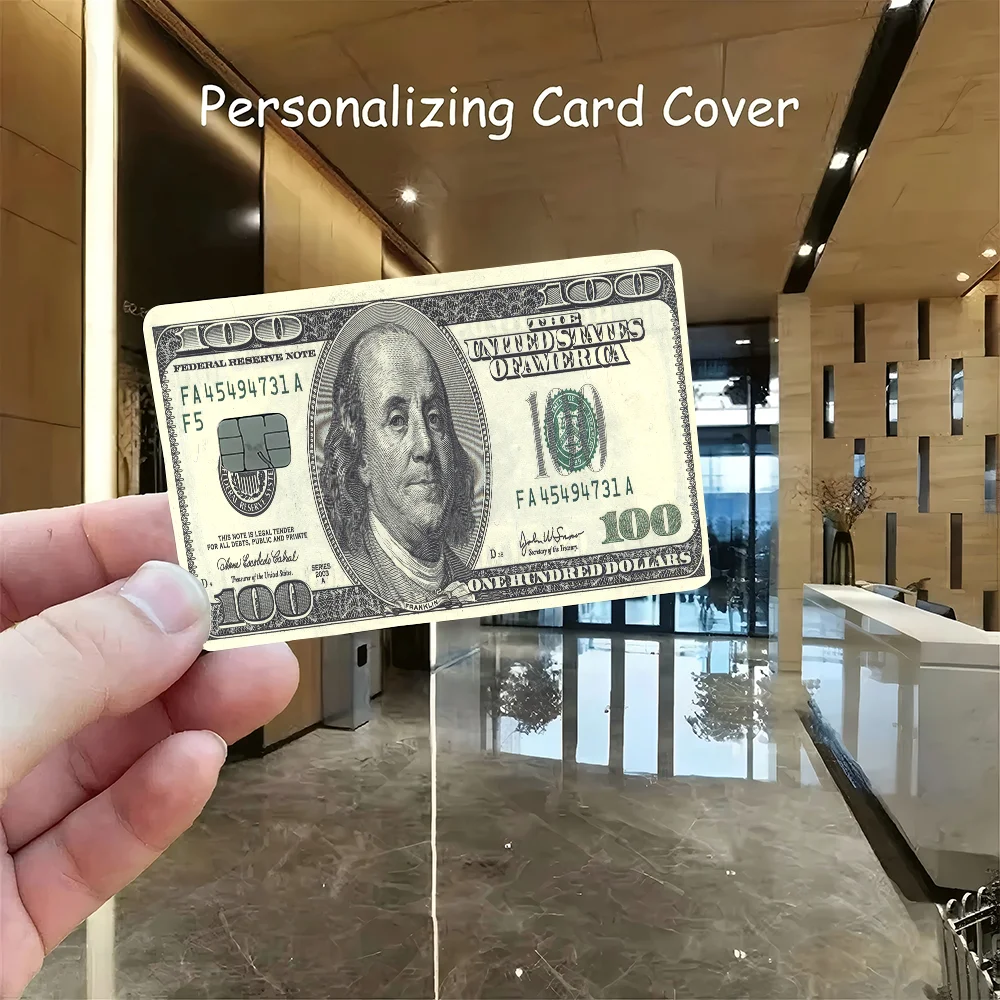 Dollars Money Credit Card Skin Stickers No Adhesive Residue Water Proof VISA Credit Card Subway Access