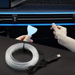 5M 3M LED Car Atmosphere Light RGB Invisible Interior Light APP Control Transparent Neon Lamp with USB Can be Cut Light Strip