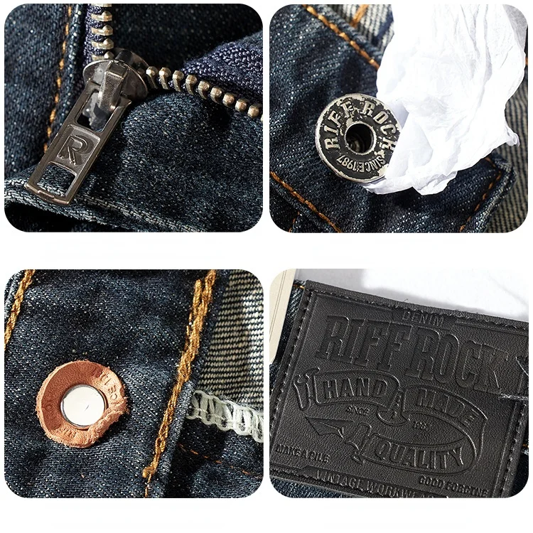 

Jeans American Retro Heavy Straight Men 's Autumn and Winter Dark Denim Trousers