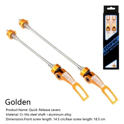 Enhanced Bicycle Quick Release Skewer with Stainless Steel Axle - Available in Black, Red, Blue, and Golden (YELLOW)