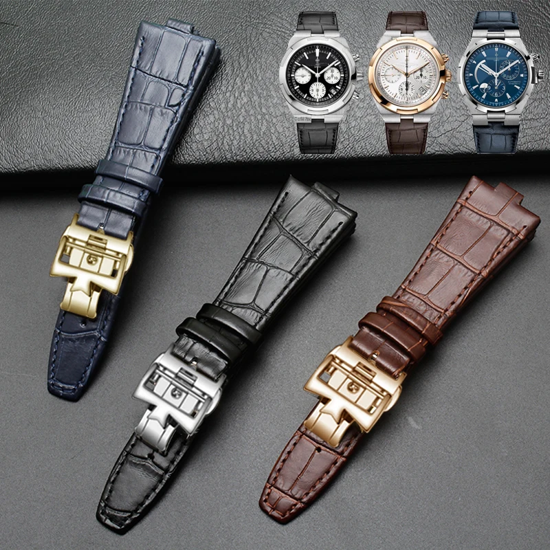 

Genuine Leather Watchband For Vacheron Constantin OVERSEAS Series 4500V 5500V P47040 Butterfly Clasp Men Watch Strap 25mm*8mm
