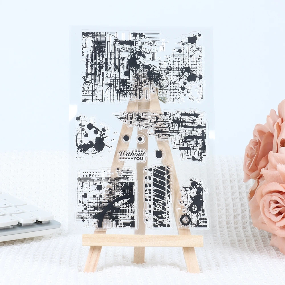 Clear Stamps Clear Rubber Stamps Background Theme Silicone DIY Junk Journal Supplies Deco Scrapbooking Multicolored Texture Transparent Rubber Stamp