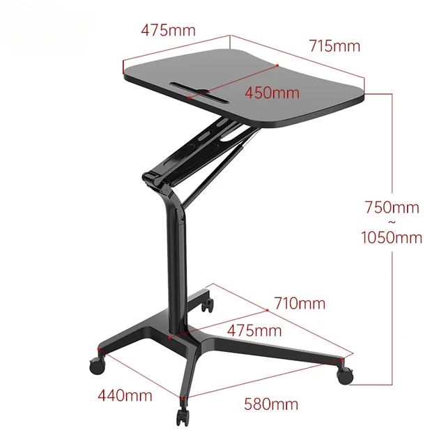 Standing Workbench Pneumatic Lifting Table Bedside with Wheels Movable Office Computer Desk Speech Table Learning Desks Столик