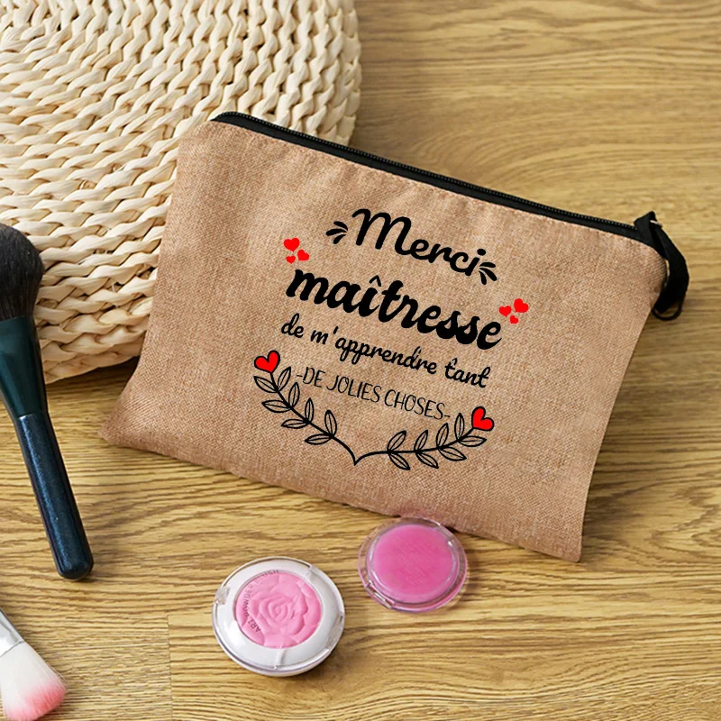 

Thank You Mistress Print Women Cosmetic Bag Mother Gift Outdoor Makeup Bag Travel Toiletries Organizer Student Pencil Pouch