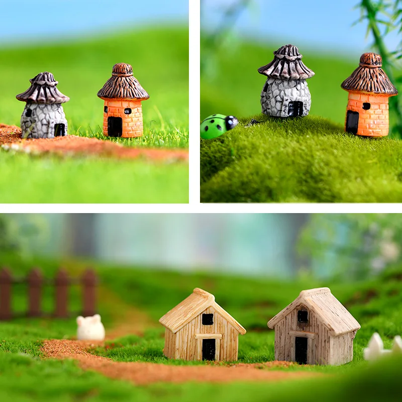Miniature House Kit miniature house kit,miniature ornament,resin crafts accessories,resin ornaments,resin crafts,miniature figurines 10Pcs Mini Small House Figurine Resin Craft Diy Home Decor Fairy Garden Decoration Accessories Modern Building Statue