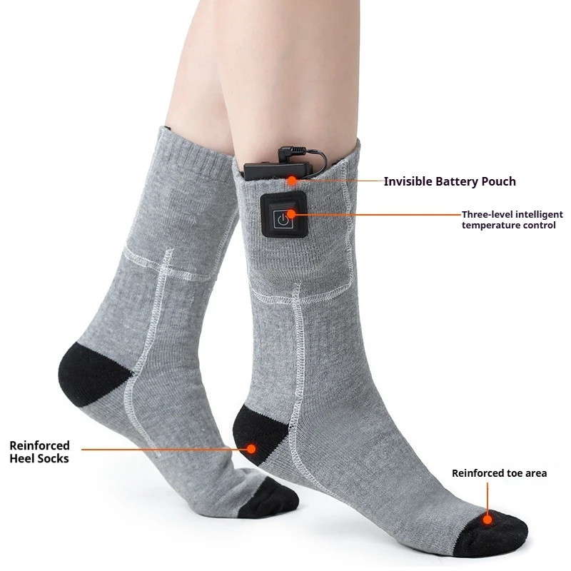 Heated Socks Electric Thermal 3-Level Temp Adjustable Winter Ski Rechargeable Warm Long Tube Men Women ModalCotton Anti-Pilling