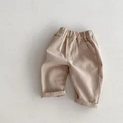 Autumn Kids Striped Casual Pants - Fashionable Children's Denim Trousers - 3T (Khaki)