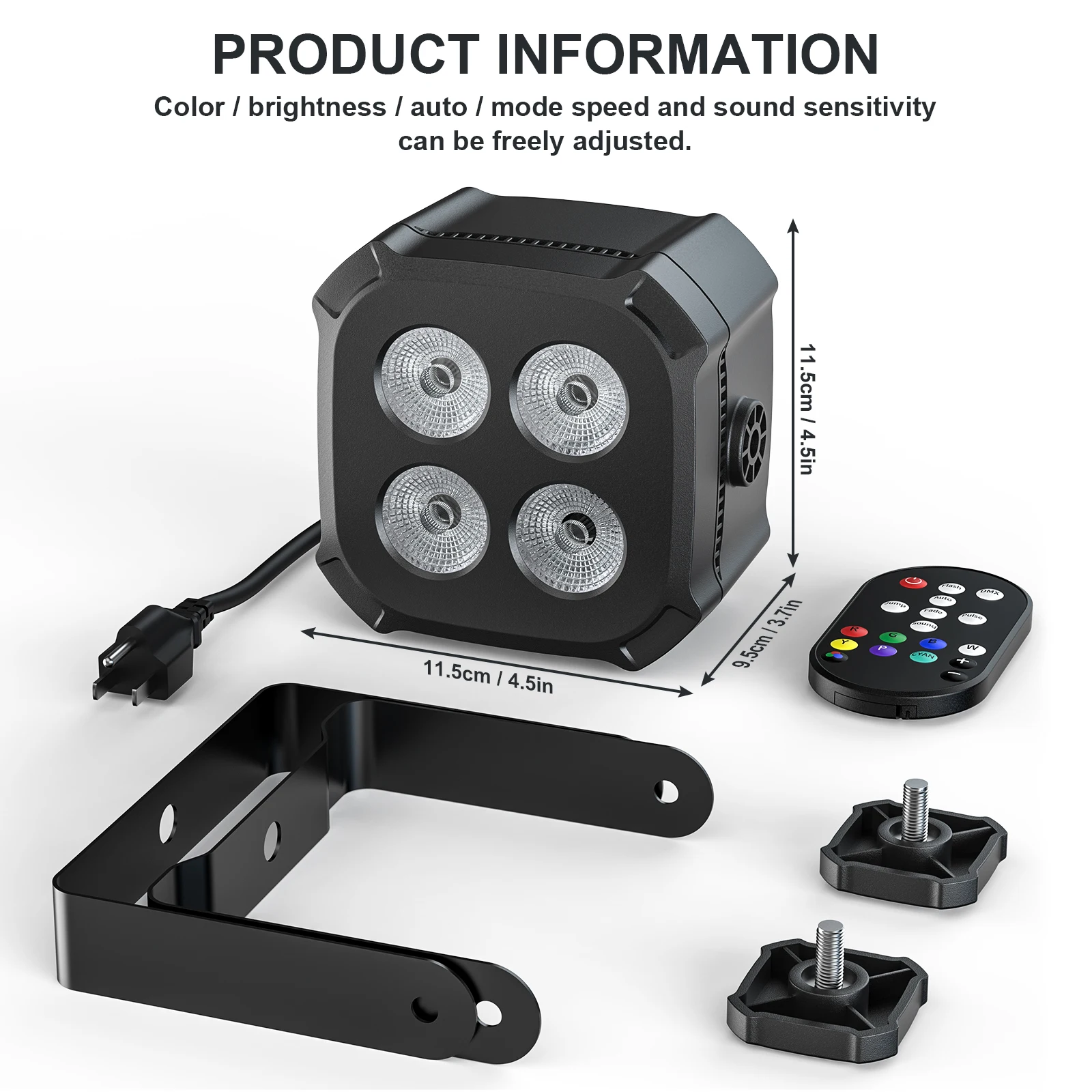 U'King 4Pcs/Set Square LED Par Lights 4X8W RGB LED Stage Light Remote&DMX Controlled DJ Light For Wedding Party Club Disco Event 6