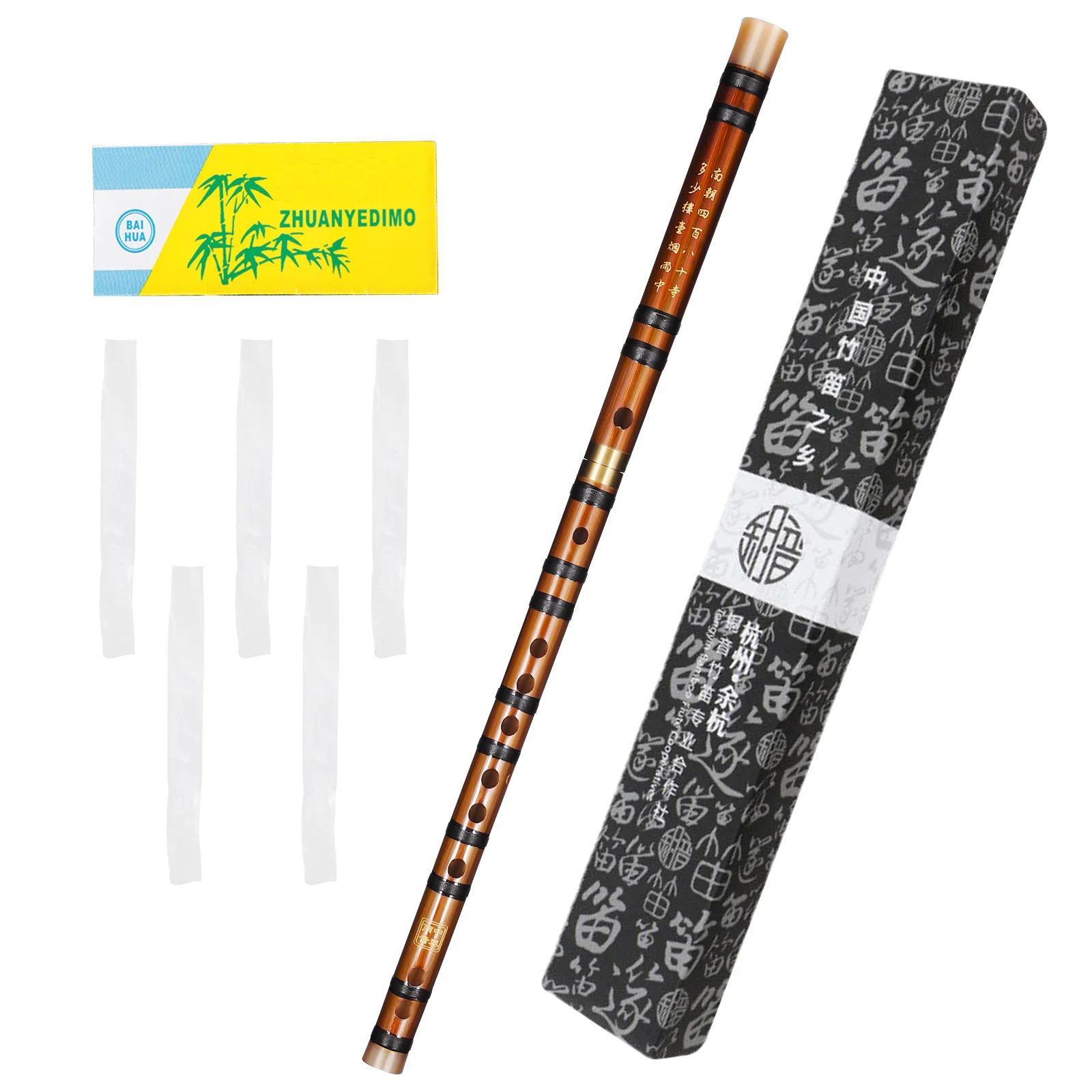 

G‑Key Bamboo Flute Traditional Orchestral Flute Instrument with Storage Box and Membranes