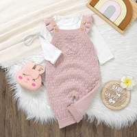 MISOWMNJOY Princess Knit Baby Girls Sweater Rompers Spring Fall Buttons Ruffle Sleeveless Toddler Knitwear Kid Jumpsuit Overalls 1