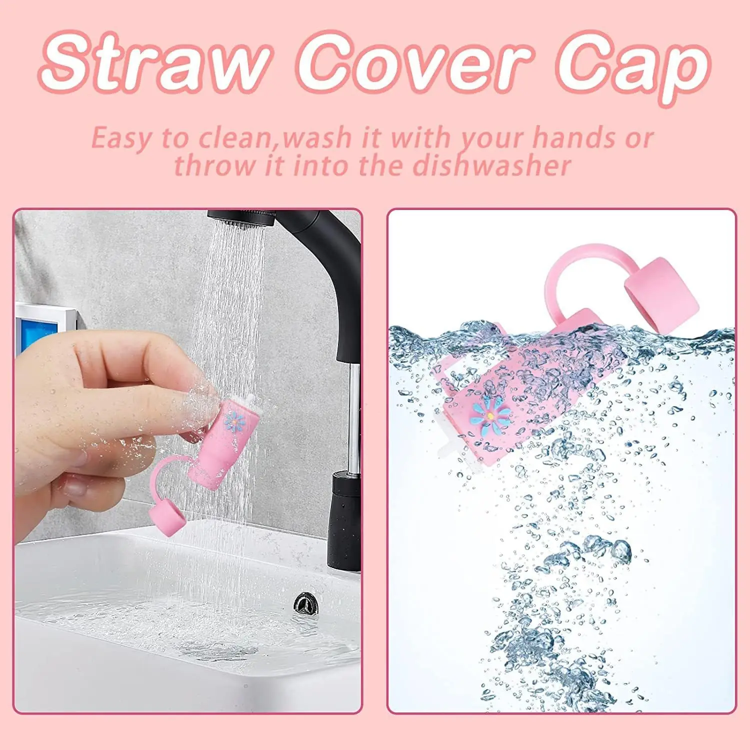 1/5Pcs 10mm straw covers Cap Compatible with Stanley 30&40 Oz Tumbler Cute Reusable Drink Straws Covers Kitchen Accessories