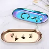 Stainless Steel  Jewelry Storage Tray Oval Vanity Organizer Nail Display Rack Decorative Home Decor Christmas New Year Gift 4