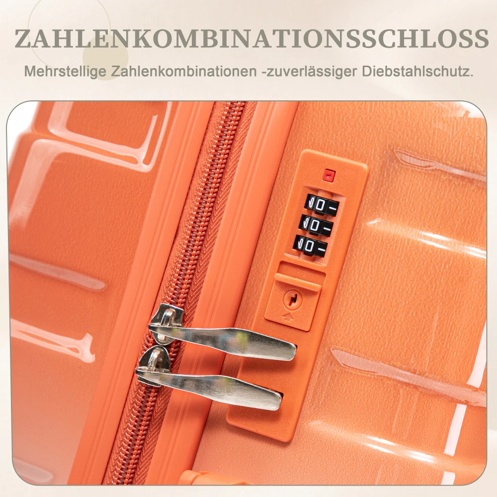 14"/20" 2-teiliges PC-Spinner-Kofferset mit Zahlenschloss & 360°-Drehung ° Doppelte Geräuscharme Drehräder – Detail 22