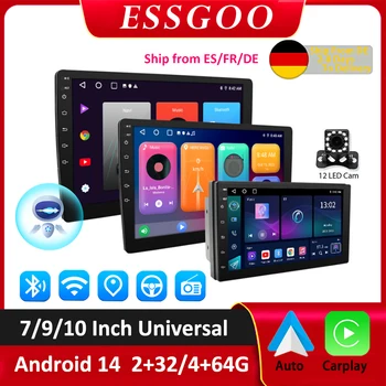 Radio para Auto ESSGOO Android 15, Sistema Multimedia Automotriz Inalámbrico con Carplay, GPS y Estéreo para Volkswagen, Nissan, Hyundai, Kia, Toyota, Ford 1