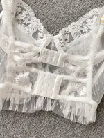 ssTss French Elegant See Through Mesh Lace Tank Top for Women Summer Sexy Black White V Neck Strap Slim Fit Vest Bras Tops - Image 4