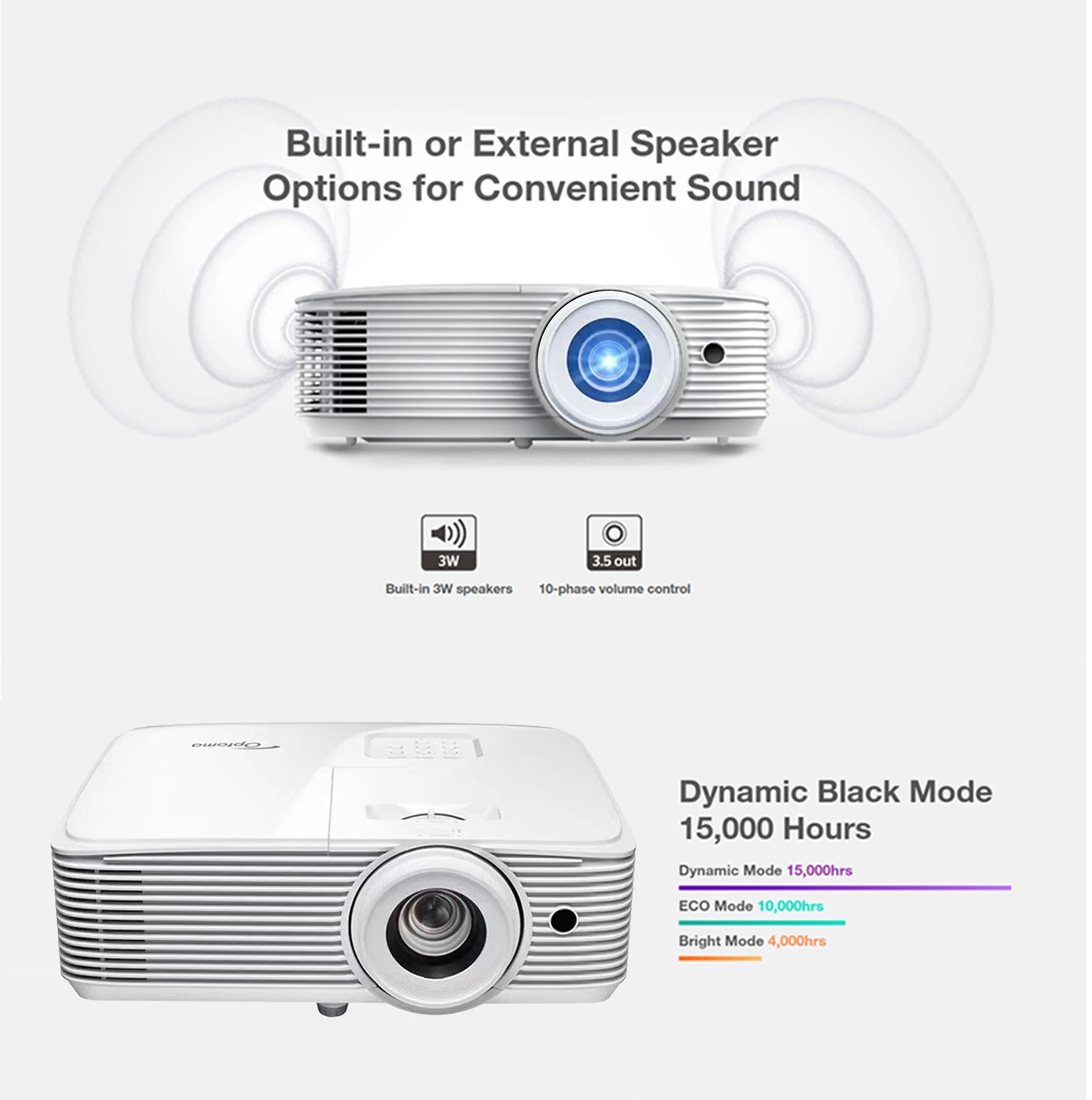Optoma-프로젝터 HD28eH 1080P 풀 HD DLP 전문 HDR 비디오 비머 4000 루멘 3D 프로젝터, 홈시어터 시네마용