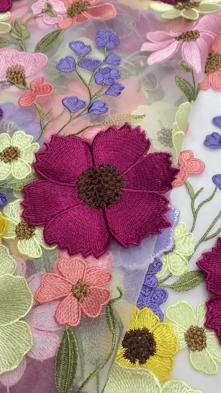 Tessuto africano tessuto netto tessuto nigeriano ricamato rosa fiore pizzo tessuto per abito da festa (nero) 5 yards 220203