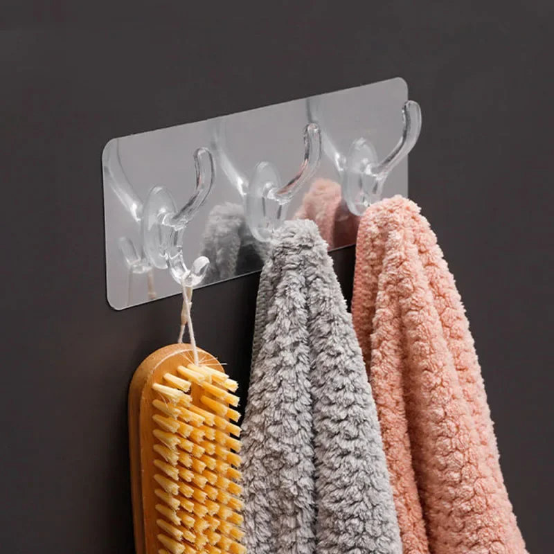 Multifunctional Hooks 3/6 Hooks Transparent Holder Rack