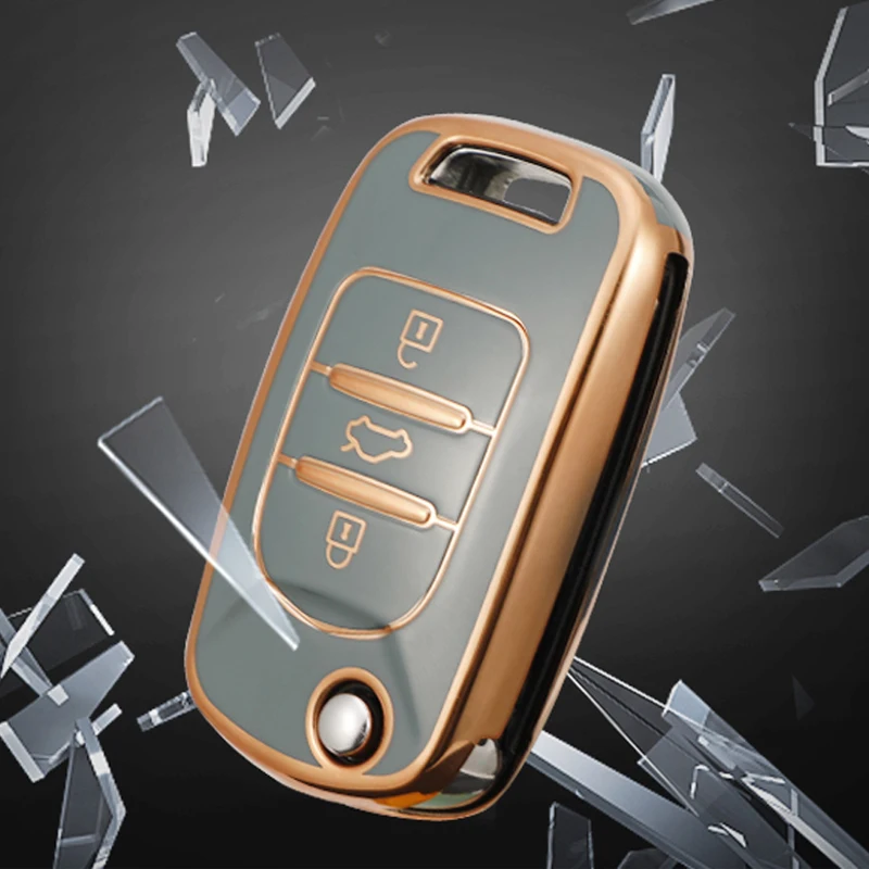 

Soft TPU Car Key Case Cover for Baojun 730 630 610 560 530 510 360 310 310W RS-5 E100 Gold Edge Design Key Skin Holder Fob