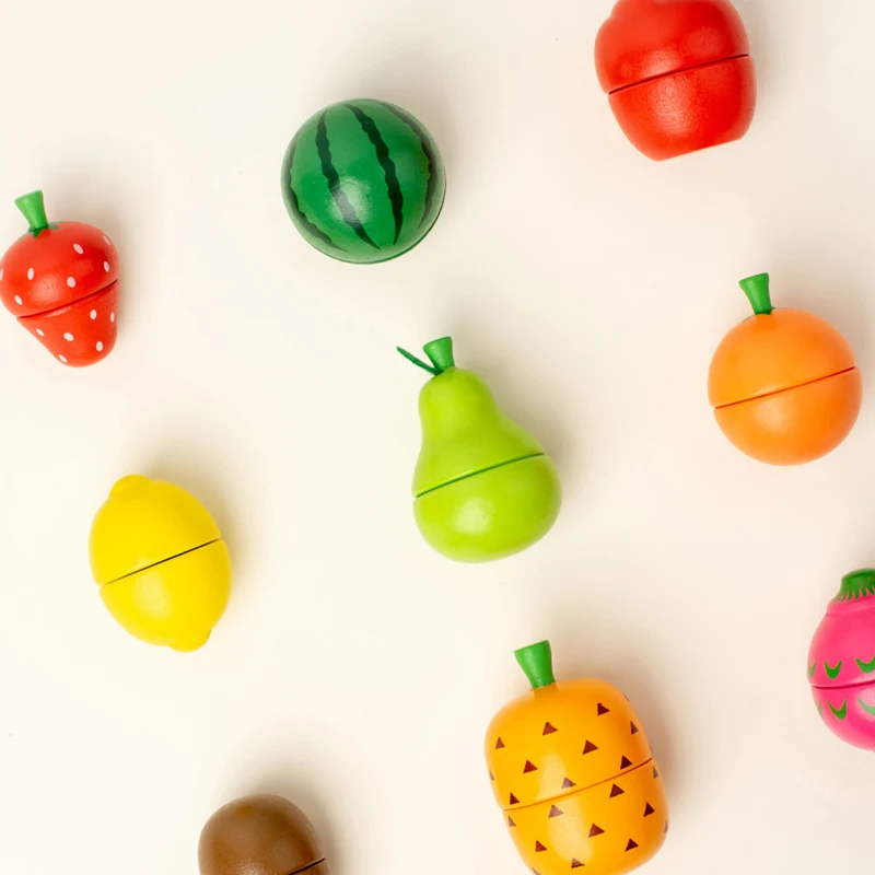 Wooden Simulation Pretend Play Kitchen Toys Magnetic Cutting Fruit Food Set Game Montessori Educational Toy Gifts for Kids Baby 5