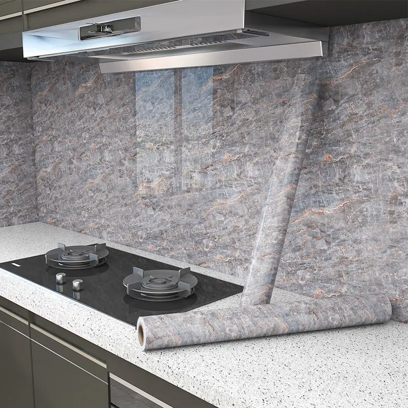 

Thickened Self Adhesive Waterproof Marble Decor Paper Wallsticker Peel and Stick Removable Wallpaper for Kitchen Cooktop Cabinet